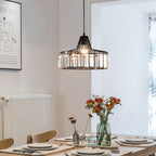 Elegant Hanging Light Fixture with Black Crystal Pendant