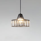 Elegant Hanging Light Fixture with Black Crystal Pendant