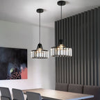 Elegant Hanging Light Fixture with Black Crystal Pendant