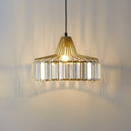 Elegant Hanging Light Fixture with Black Crystal Pendant