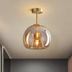 Retro Amber Pendant Light – Vintage Bubble Glass Ceiling Fixture