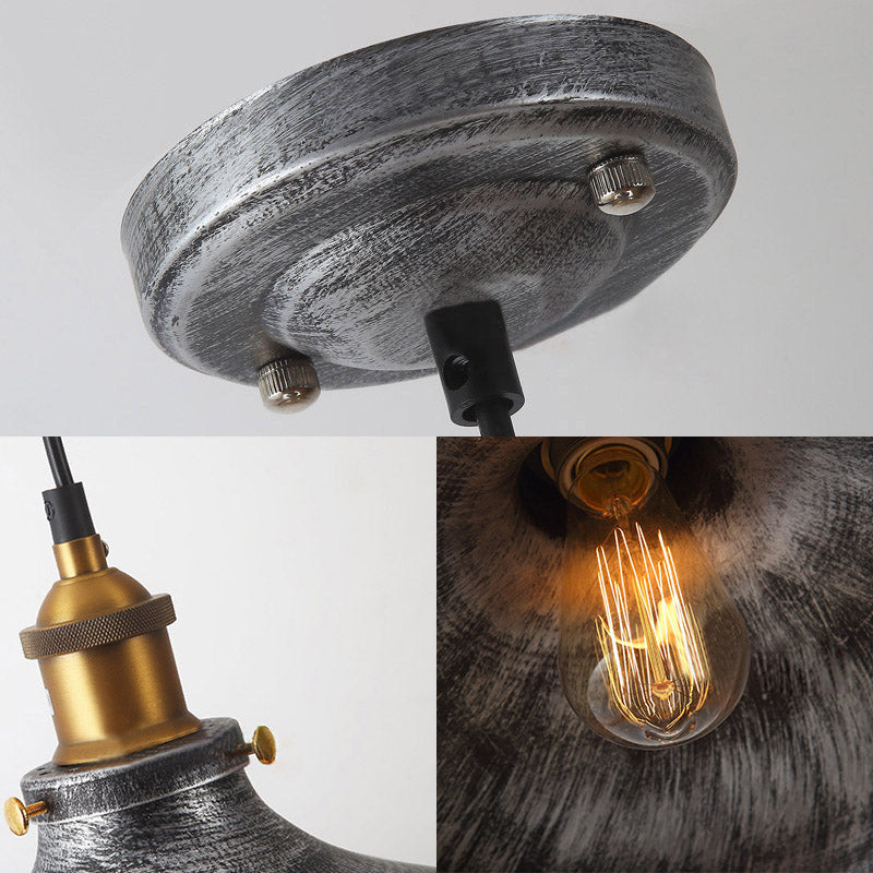 Vintage-Style Grey Metal Pendant Light for Industrial Decor