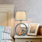 Girl Reading Figurine Blue Table Lamp