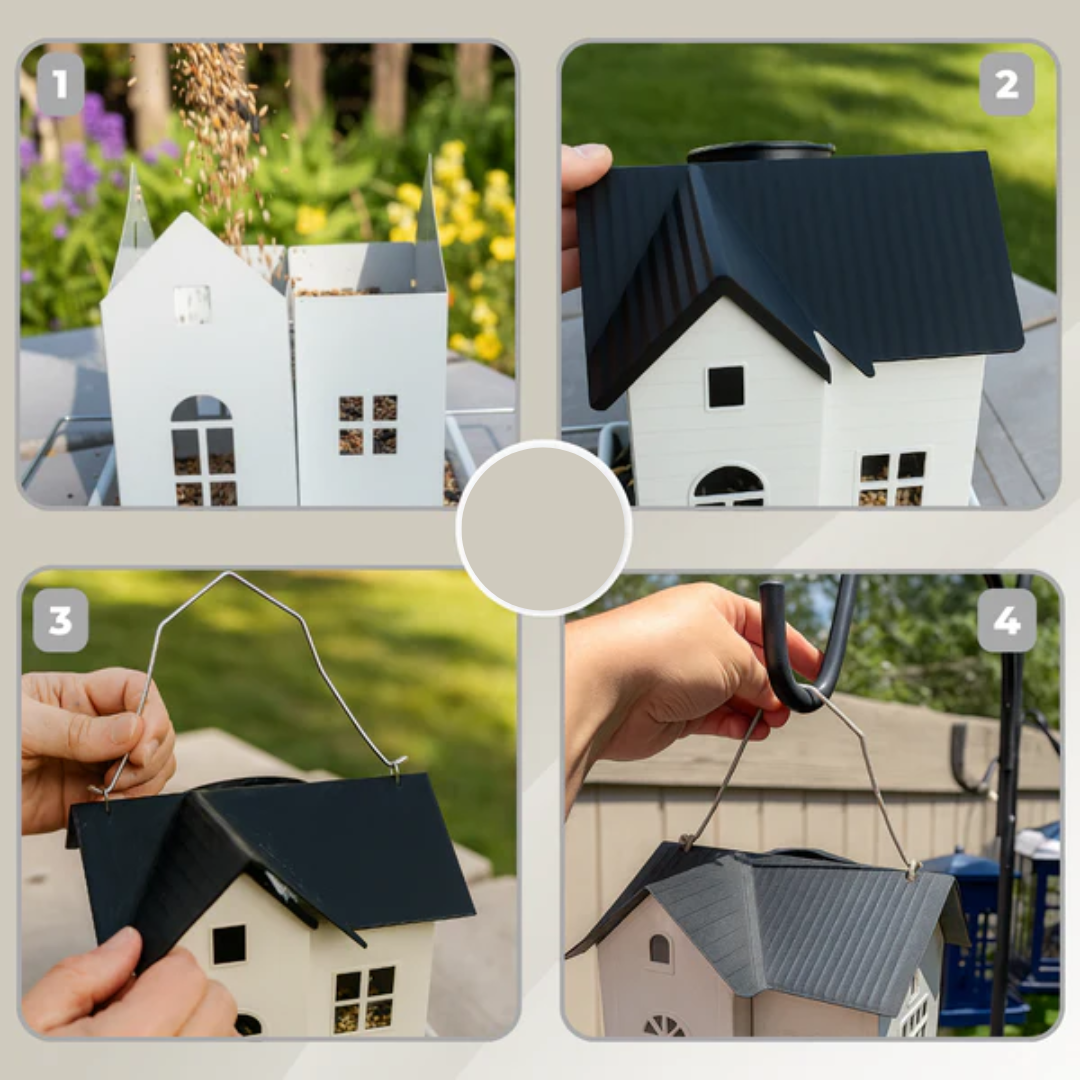 Solar-Powered Bird Feeder with LED Lights - Garden Design