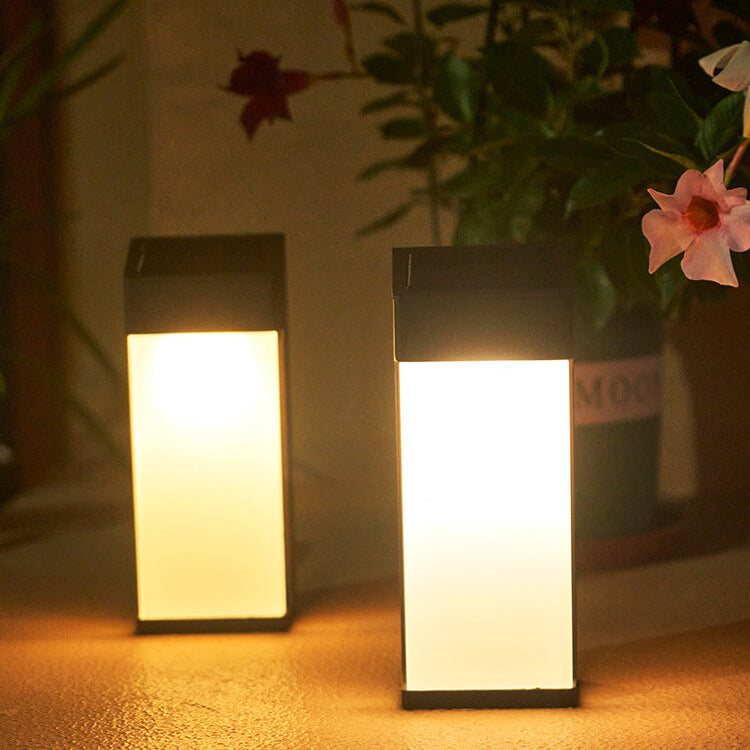 Rectangular Glass Shade Solar Wall Light in Black Metal