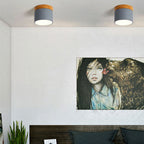 Flush Mount LED Ceiling Light with Wooden Accent in Scandinavian Style