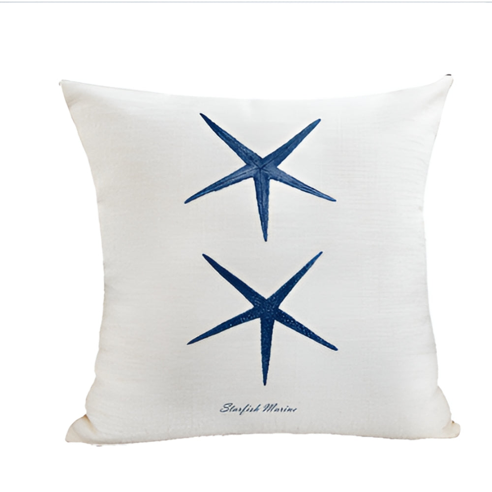 Embroidered Cushion Cover with Ocean Design