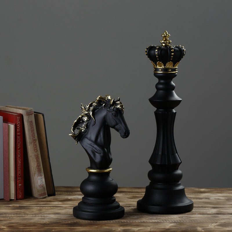 Elegant Chess Piece Statues - King, Queen & Knight Home Accent