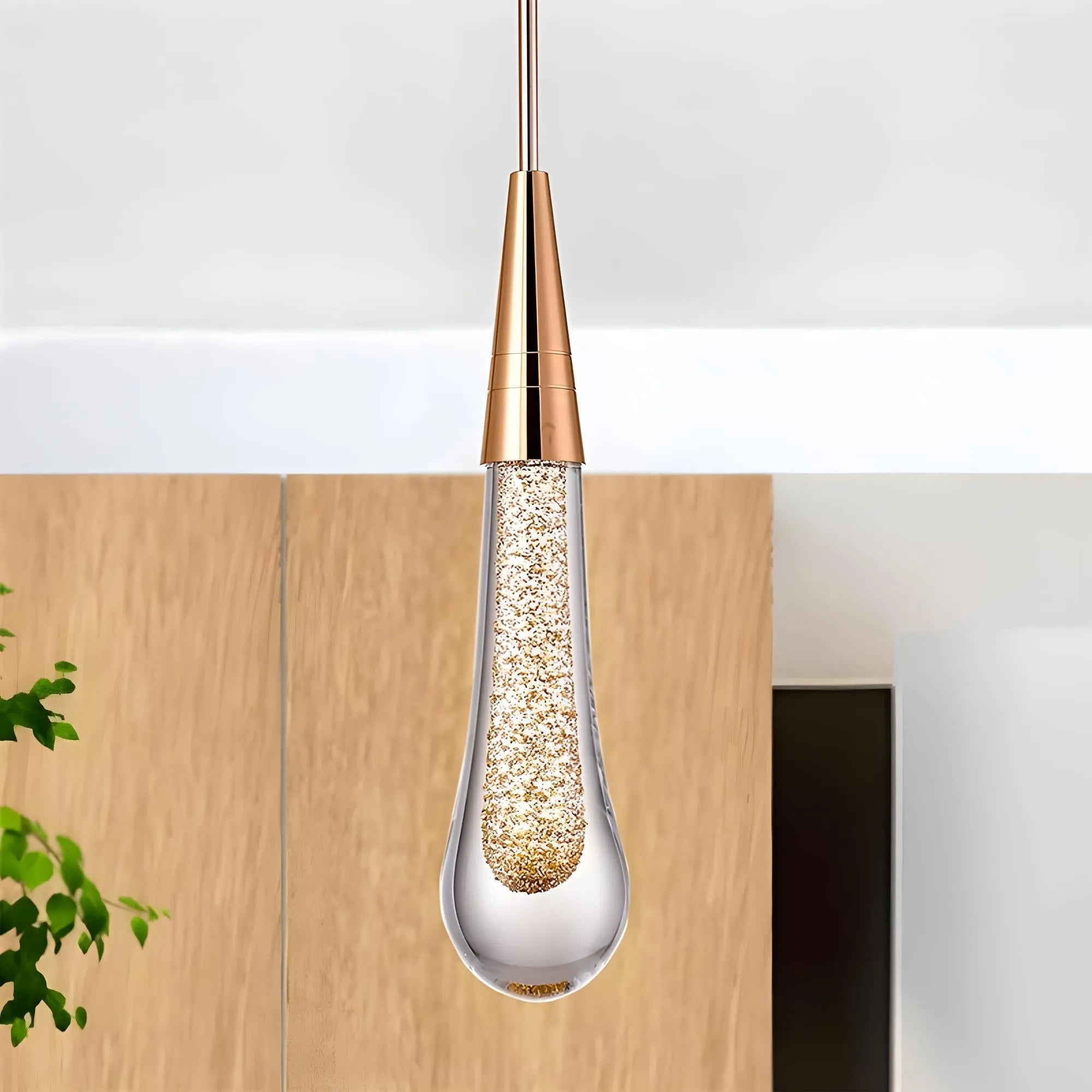 Minimalist Hanging Light Fixture with Modern Gold Teardrop Pendant