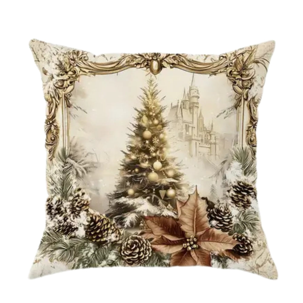 Velvet Cushion Cover for Christmas Decor in Gold