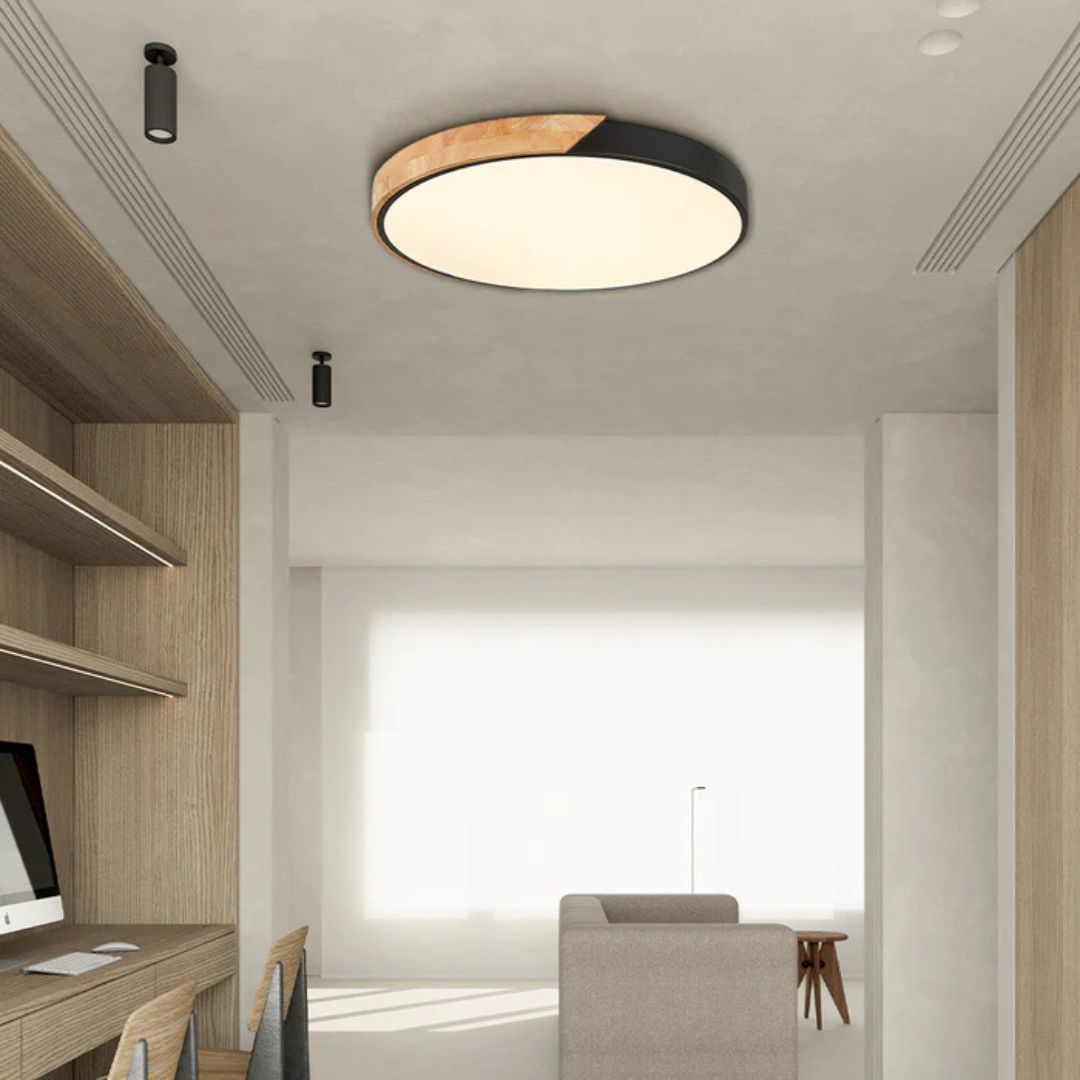 Modern Wooden LED Ceiling Fixture | Nordic Style Lighting