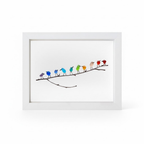 Coastal Display Frame for Wall Art - Sea Glass and Driftwood Bird Design