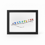 Coastal Display Frame for Wall Art - Sea Glass and Driftwood Bird Design