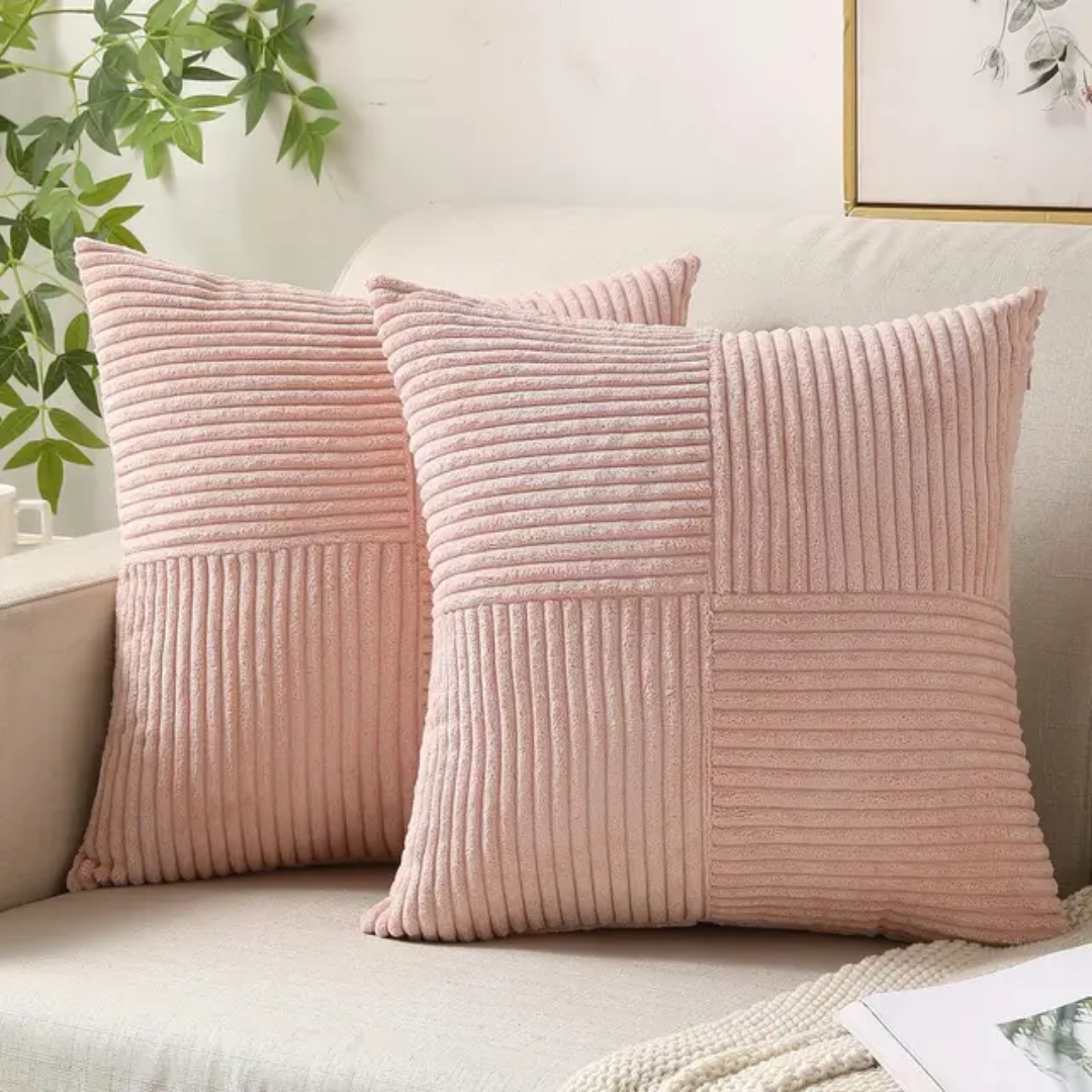 Striped Throw Pillow Covers – Soft Corduroy Cushion Covers