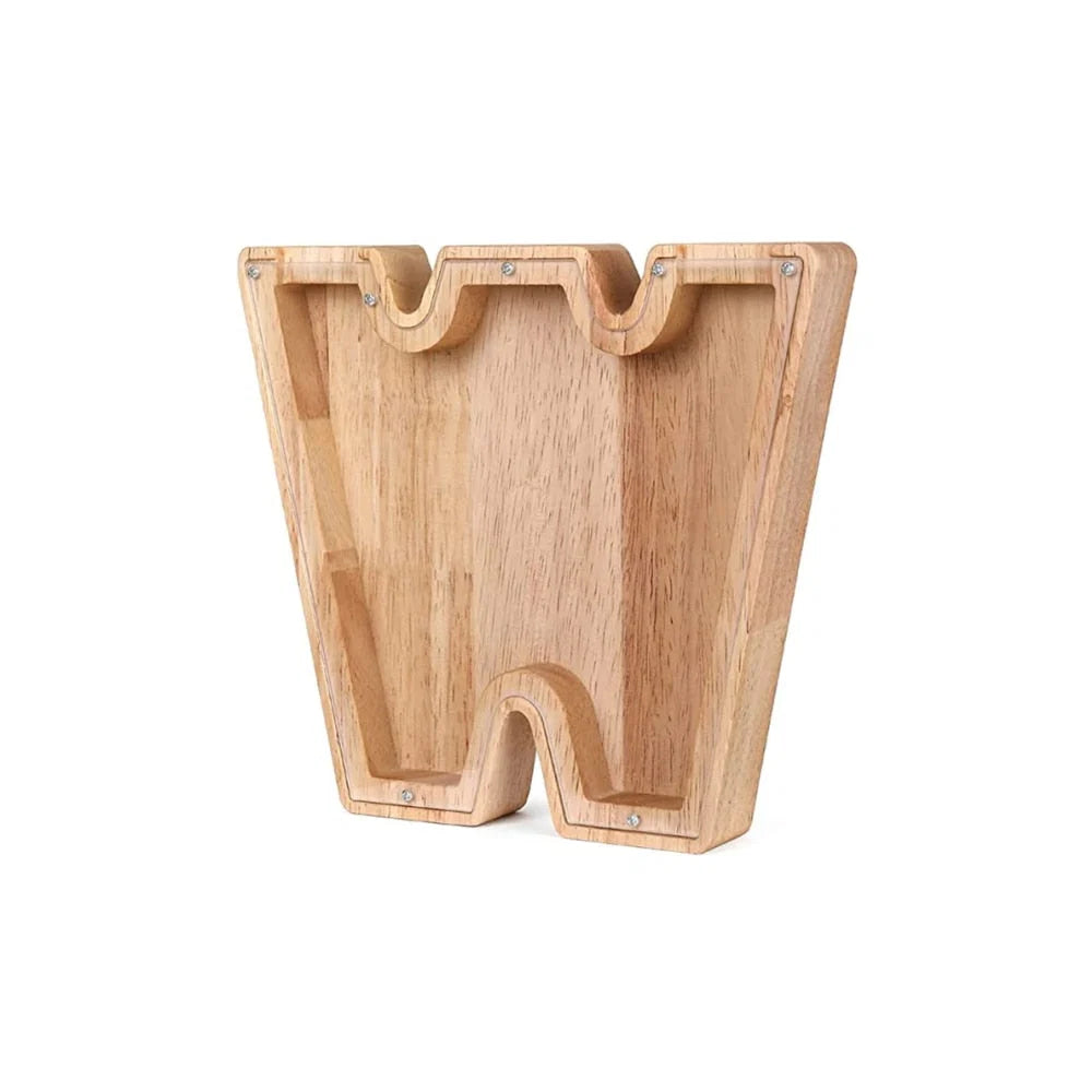 Piggy Bank Personalized Letter Sustainable Wood & Acrylic