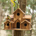 Outdoor Rustic Bird Nest Box - Hanging Wooden Birdhouse for Garden