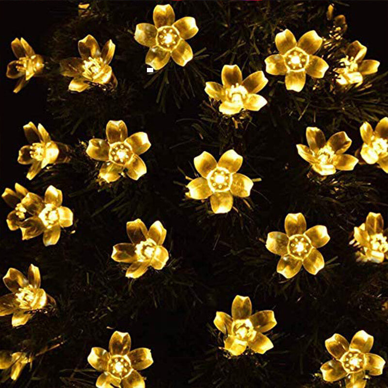 Multicolor LED Solar-Powered Flower String Lights