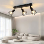 Industrial Black Metal Ceiling Spotlight with Three Lights