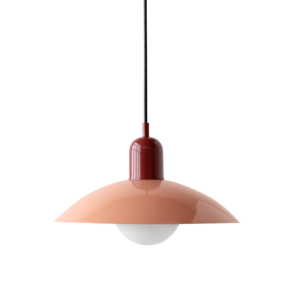 Ceiling Light Fixture with Curved Metal Shade - Hanging Design
