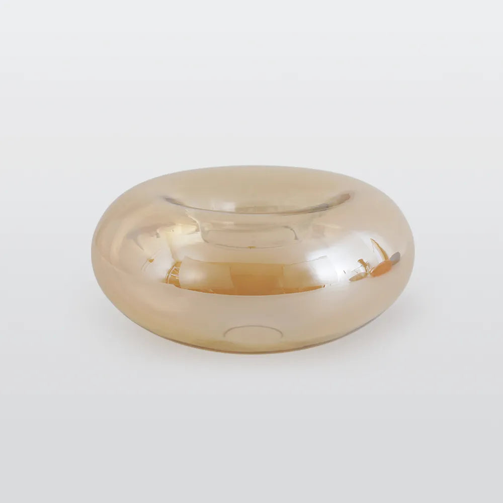 Amber Glass Flush Mount Fixture - Art Deco Style Globe Ceiling Light