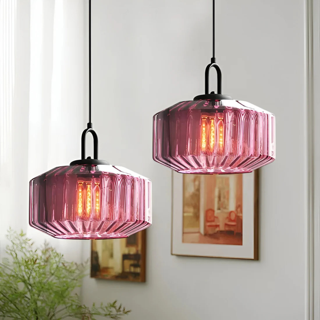 Retro-Colored Glass Pendant Light Fixture