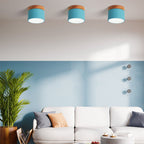 Flush Mount LED Ceiling Light with Wooden Accent in Scandinavian Style