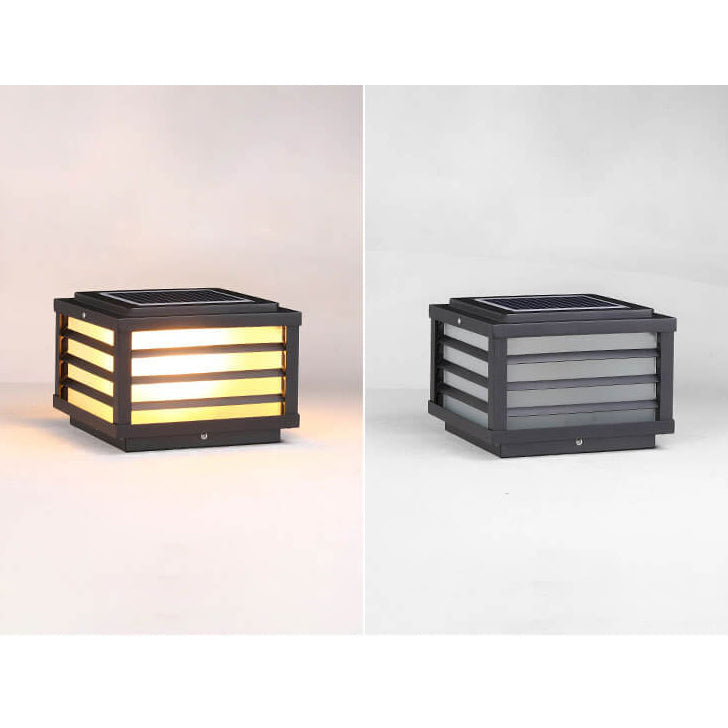 Black Square Solar Wall Light for Outdoor Fence Installation