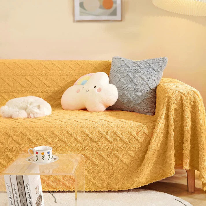 Couch Cover with Waffle Texture - Warm Sherpa Comfort