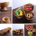 Natural Handwoven Rattan Fruit Basket for Kitchen Decoration