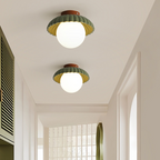 Modern Flush Mount Ceiling Light for Hallway – Glass and Metal Design