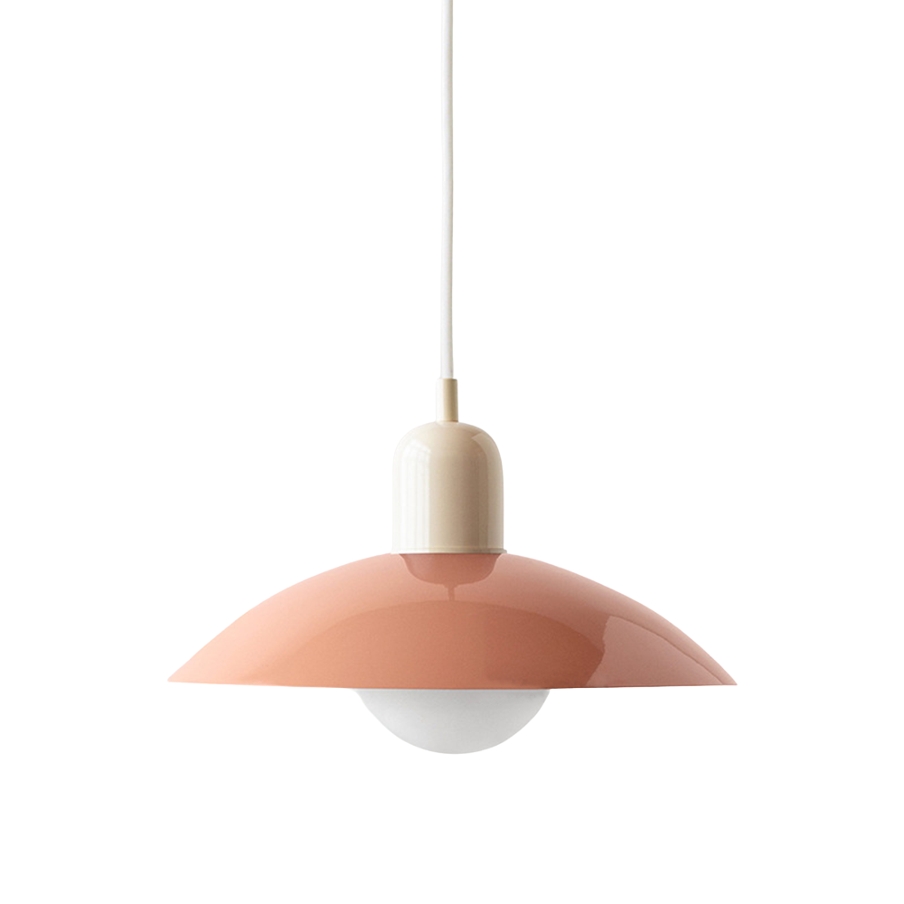 Ceiling Light Fixture with Curved Metal Shade - Hanging Design