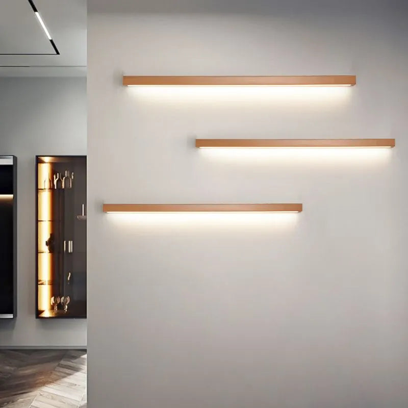 LED Wall Light in a Linear Wooden Design