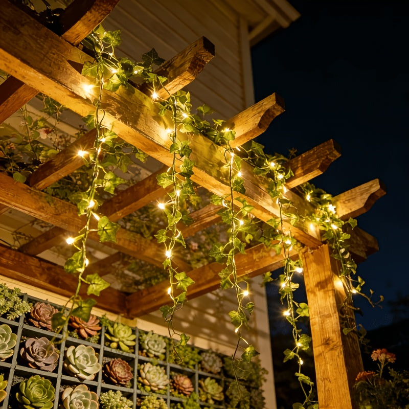 Solar-Powered Ivy Leaf String Lights (7 m)