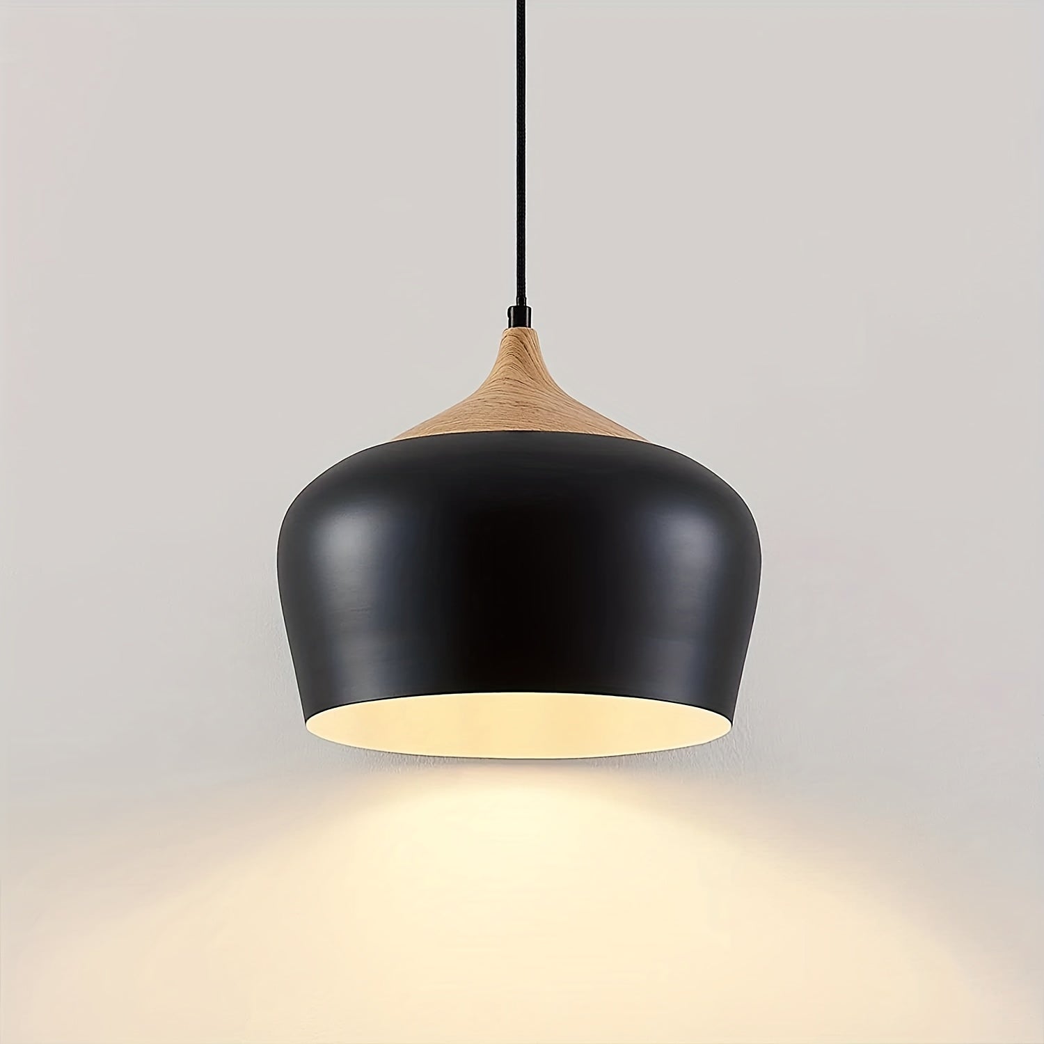 Scandinavian Style Pendant Lamp | Iron and Wood Texture Design