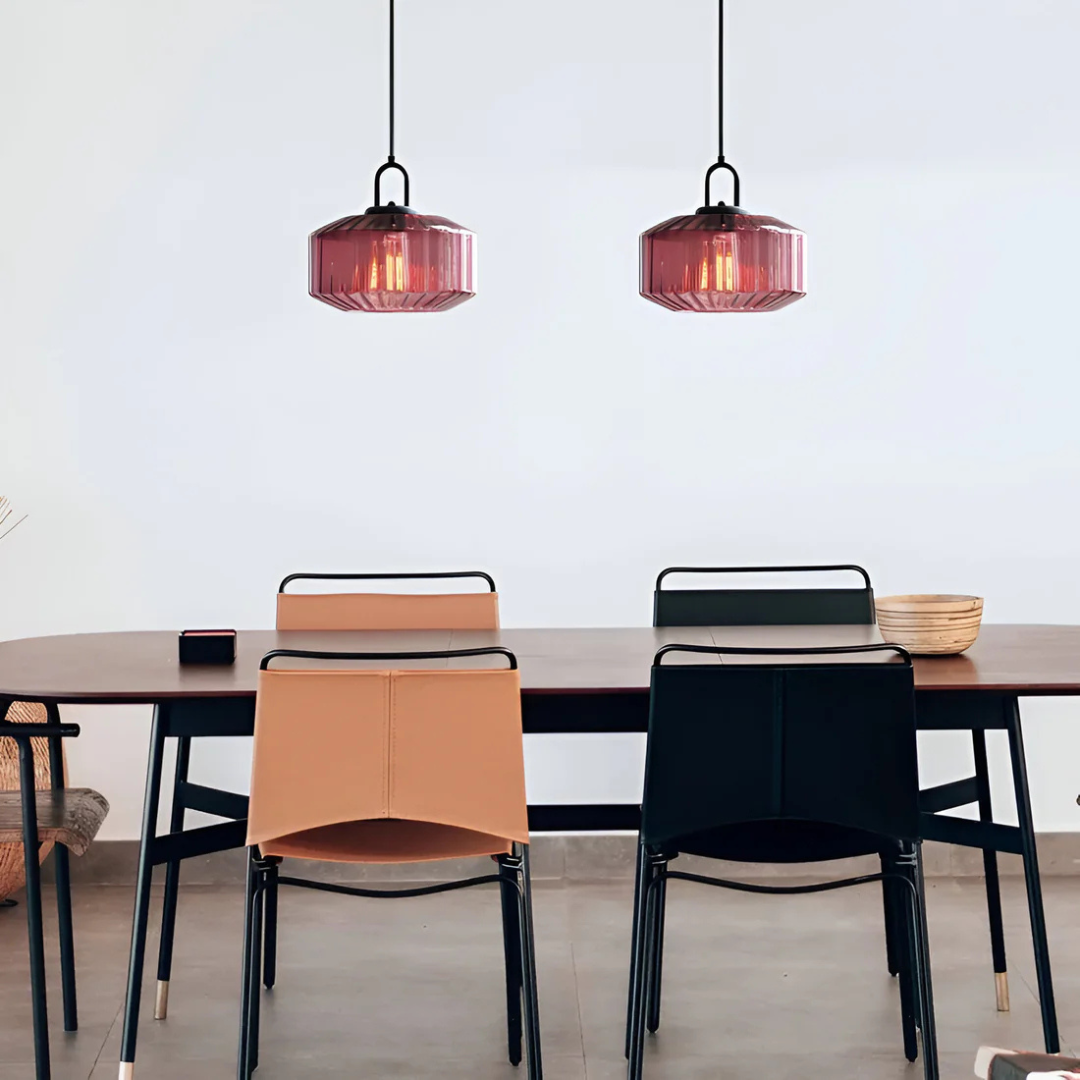 Retro-Colored Glass Pendant Light Fixture