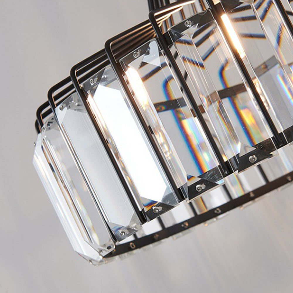 Elegant Hanging Light Fixture with Black Crystal Pendant