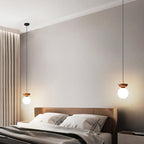 Ceiling Light Fixture with Wooden Accent and Metal Base – Single Globe