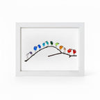 Coastal Display Frame for Wall Art - Sea Glass and Driftwood Bird Design