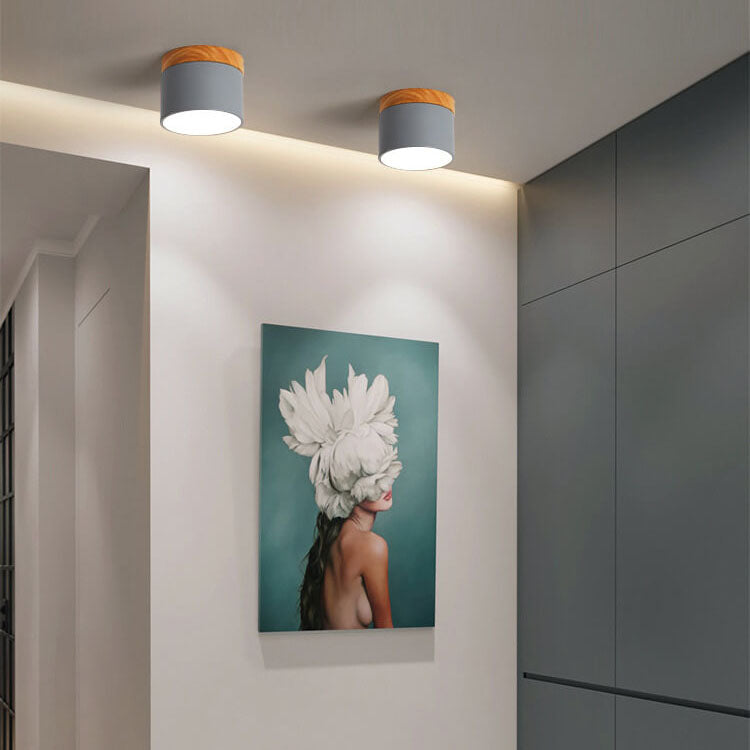 Flush Mount LED Ceiling Light with Wooden Accent in Scandinavian Style
