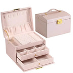 Jewellery Box 3-Drawer Velvet Lined & Vegan Leather