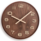 Modern Minimalist Silent Wall Clock in Walnut Wood