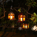 LED Candle Lantern for Outdoors - Solar-Powered with Glass Panels