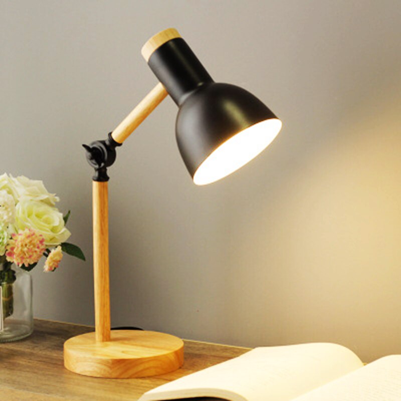 Scandinavian Minimalist Desk Lamp with LED – Wooden Design