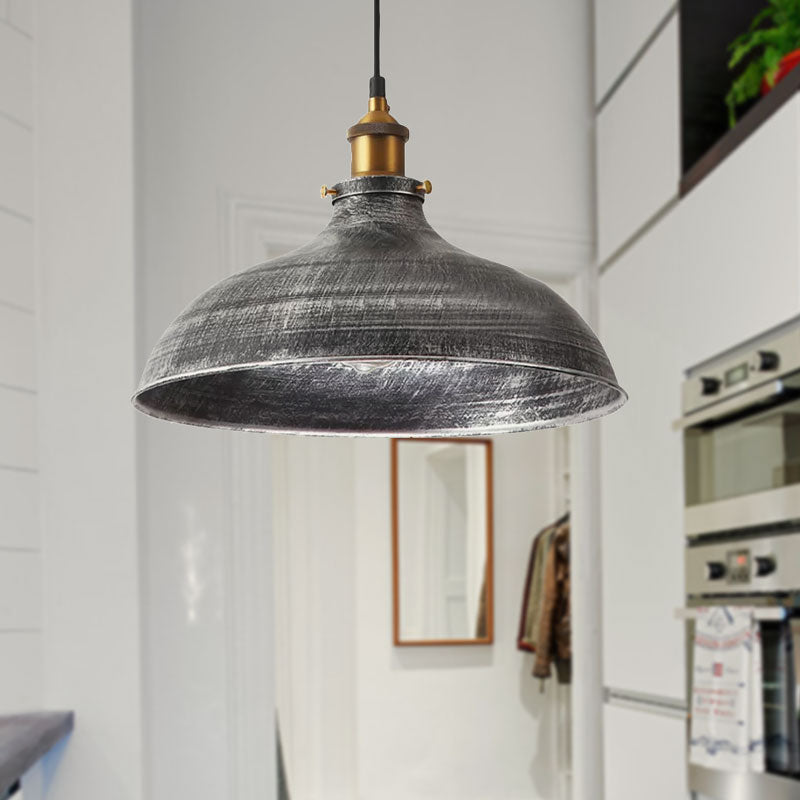 Vintage-Style Grey Metal Pendant Light for Industrial Decor