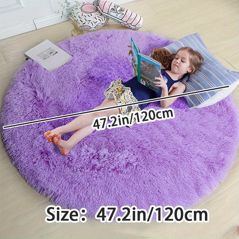 Round Fluffy Rug Ultra-Soft Polyester Non-Slip & Machine Washable