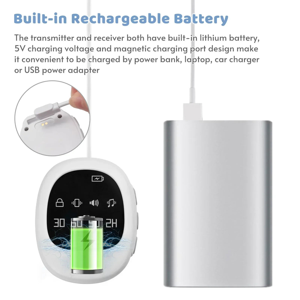 Bedwetting Alarm Wireless Rechargeable Adjustable Sound & Vibration