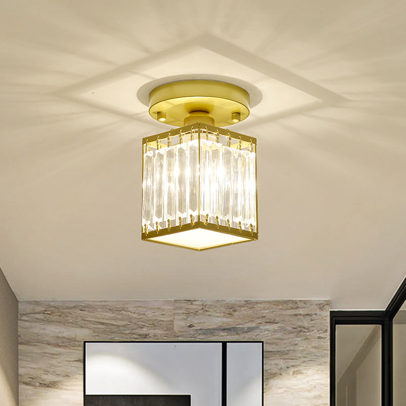 Modern Semi-Flush Ceiling Light with Crystal Accent for Foyer