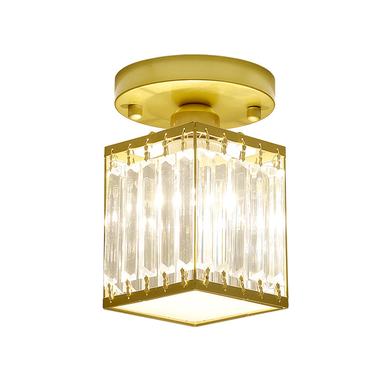 Modern Semi-Flush Ceiling Light with Crystal Accent for Foyer