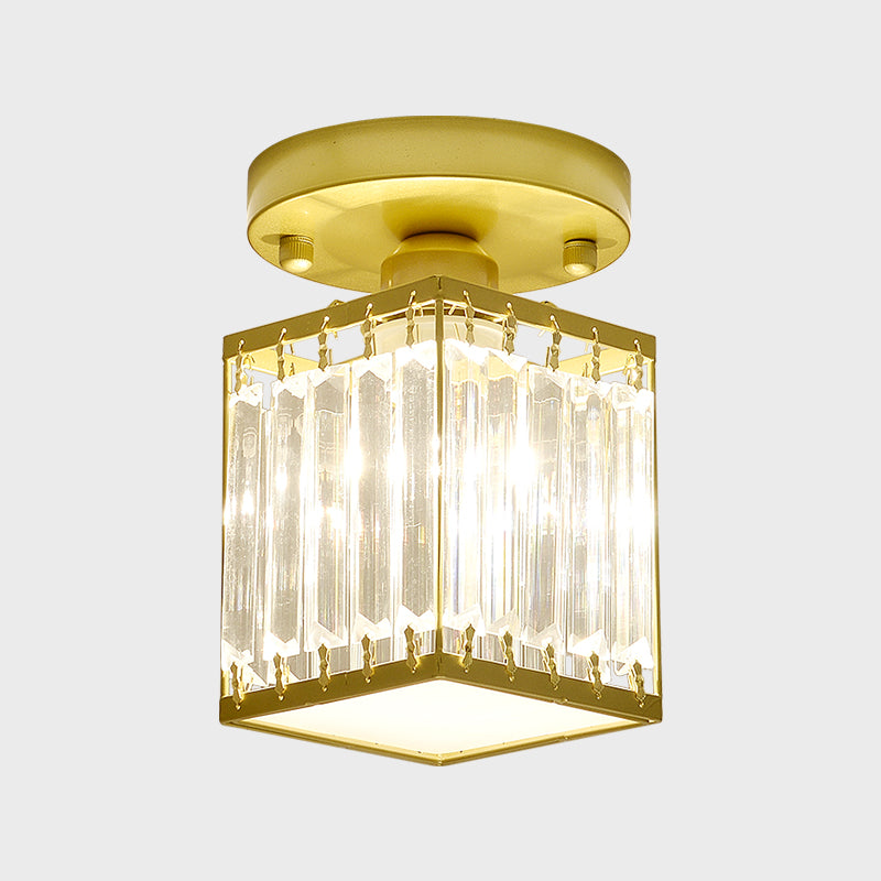 Modern Semi-Flush Ceiling Light with Crystal Accent for Foyer