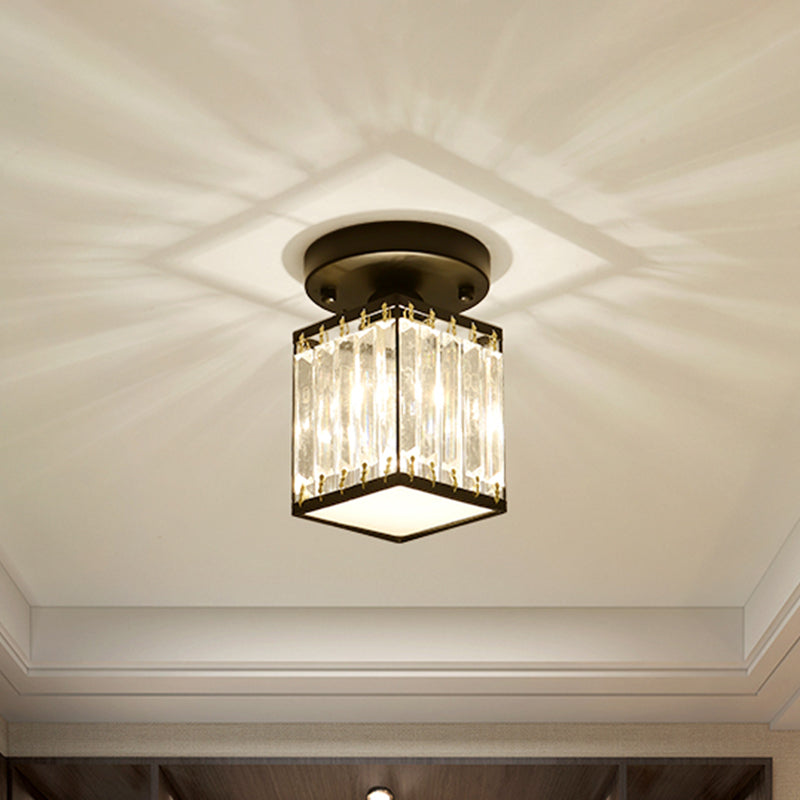 Modern Semi-Flush Ceiling Light with Crystal Accent for Foyer